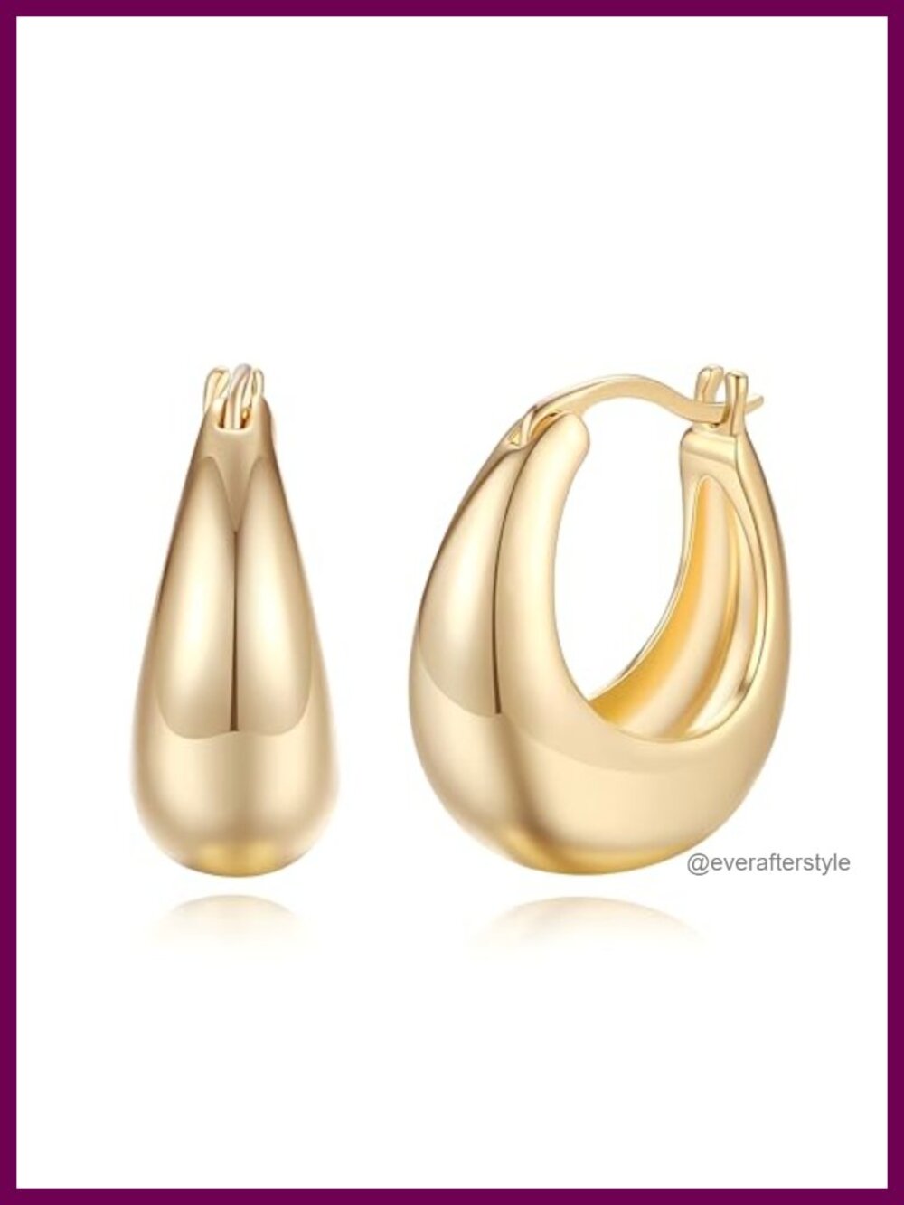 14K Gold Plated Chunky Huggie Earrings - Textured Sleeper Earrings for Women,